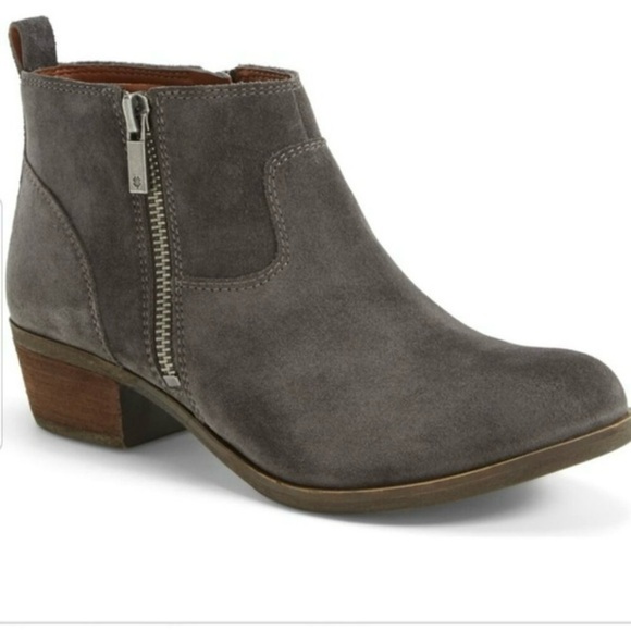 LUCKY BRAND Betwixt Suede Leather Gray Ankle Boots Booties Size 10 - Picture 1 of 9